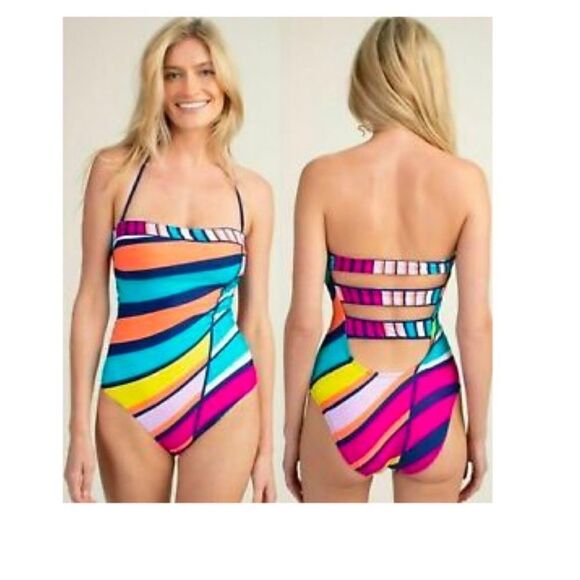 Trina Turk Catch A Wave Bandeau One Piece Swimsuit BWNT - Picture 4 of 7